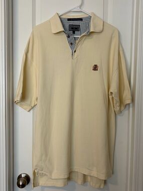 Drummer Boy Cream Polo Shirt with Embroidered Crest by Chaps
Size XL